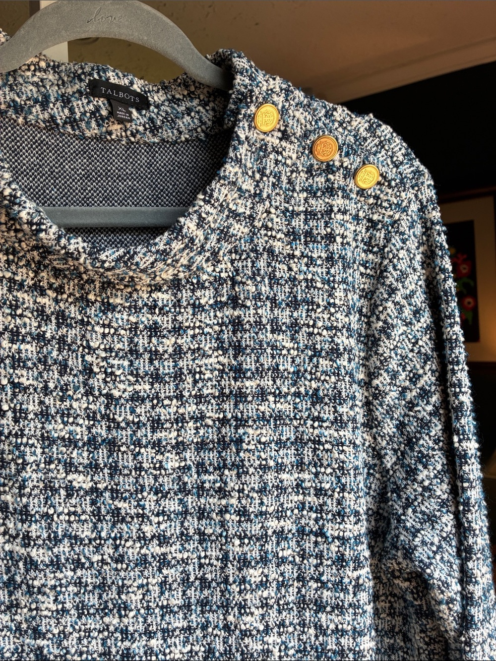 Talbots Tweed Shift Dress Gold Button Details on Collar and Pockets SZ XL (616) - Picture 3 of 13